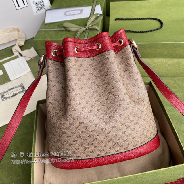 Gucci专柜新款女包, 古驰哆啦A梦牛角抽绳水桶包 Gucci单肩斜挎包 655597  gdj1596